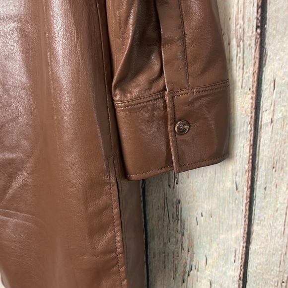 Chicos Mill Chocolate Brown Faux Leather Shacket Jacket Shirt Dress M/L (size 1) - Picture 11 of 12